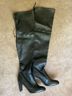 Stuart Weitzman Over the Knee Black Leather Boots